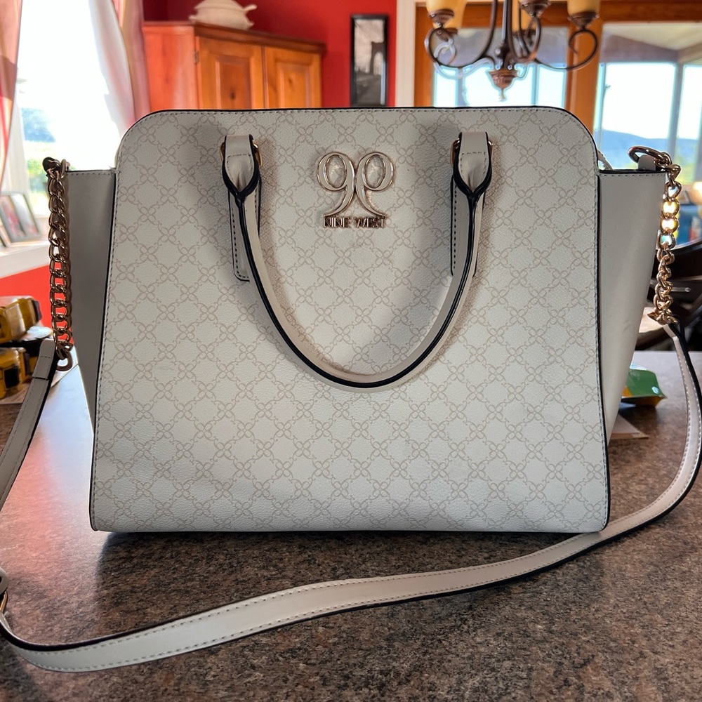 White Bowie Print Nine West Purse